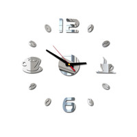 Diseño moderno café grano de café decoración del hogar cocina Reloj de pared Diy Reloj de pared grande sin marco Reloj de pared gigante