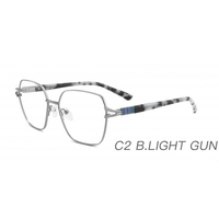 Lunettes de vue polygonales pour femmes adultes, avec monture en métal légère à bordure complète. Lentilles PC de qualité supérieure pour un usage quotidien et une meilleure vision.