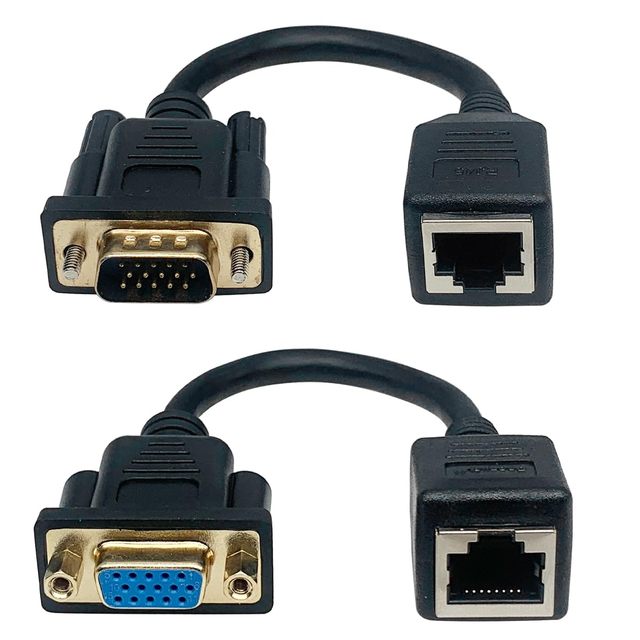 VGA RJ45 Female Extend Cable 15-Pin Male/Female 15CM PVC Braid Shielding Ethernet LAN Console Multimedia Video Computer