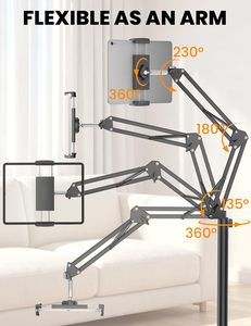 Support de sol pour tablette en métal rotatif à 360 degrés, hauteur et angle réglables, universel pour iPad/téléphone/Kindle/tablettes/liseuses électroniques 4,7-12,9 pouces - Product Image 6