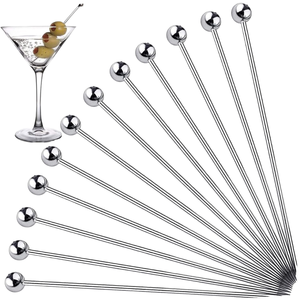 Vente chaude, pics à cocktail Martini en acier inoxydable écologiques, vaisselle jetable pour les mariages, les fêtes, les voyages, le camping, Noël - Product Image 1