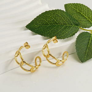 Zogxin Geometric Hoop Earrings Gold Stainless Steel Stud Earrings For Women Fashion Jewelry - Product Image 4