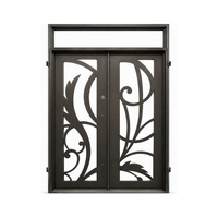 Portes d'entrée en fer forgé cintrées, portes extérieures en fer simples ou doubles pour église