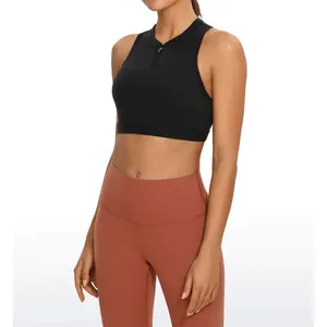 Partager Soutien-gorge de sport personnalisé à la mode avec col haut soutien-gorge de yoga antichoc pour la course à pied