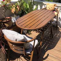 Ensemble table et chaises trois pièces en alliage d'aluminium pour balcon, design minimaliste moderne, mobilier de loisirs extérieur pour cour