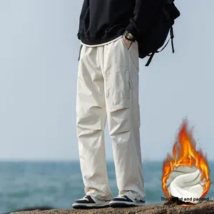 <span class=keywords><strong>Pantaloni</strong></span> Softshell dritti Casual da <span class=keywords><strong>uomo</strong></span> autunno inverno alla moda da paracadutista per escursioni all'aperto con fodera in pile - Product Image 2