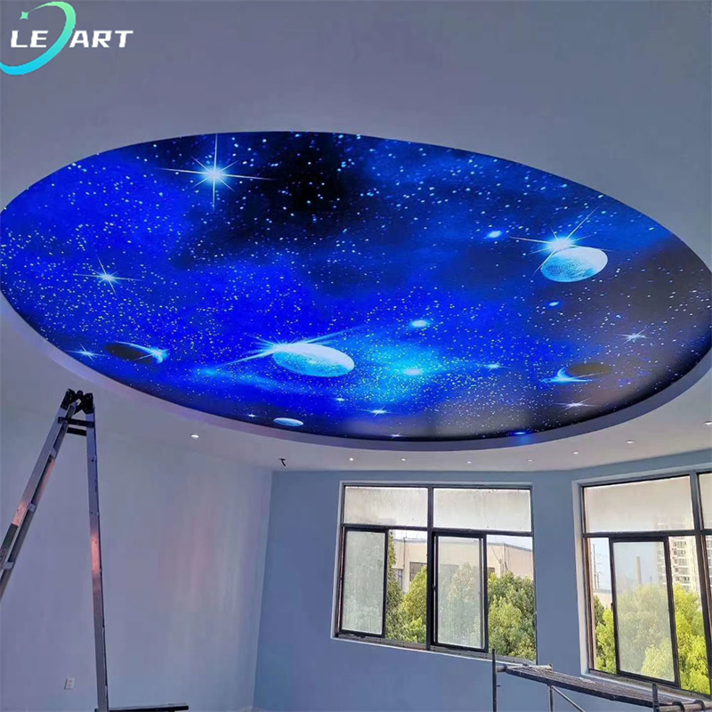 Buena decoración 3D PVC satinado cielo Mural papel tapiz techo falso diseño de techo para mostrador de recepción de lujo