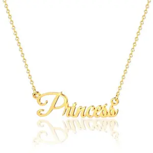 Personalizado minimalista moda delicate atacado prata/princesa colar pingente de aço inoxidável banhado a ouro para as mulheres