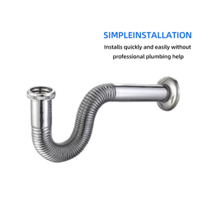 Bồn rửa nhà bếp Siphon <span class=keywords><strong>Chrome</strong></span> mạ Brass thiết kế đồ họa thép không gỉ P-trap drainer Siphon - Product Image 5