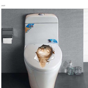 Autocollant décoratif 3D pour siège de toilette en forme de chat, en PVC, imperméable, pour salle de bain - Product Image 4