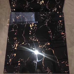 Piastrelle per pavimenti in marmo oro nero lucido 60x60 piastrelle per interni in gres porcellanato satinato Color nero satinato - Product Image 1