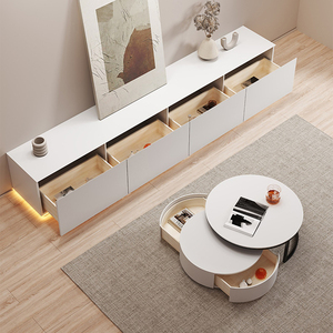 Meubles de salon nordiques support de <span class=keywords><strong>Console</strong></span> de dessus en marbre <span class=keywords><strong>blanc</strong></span> de style élevé banc de télévision armoires de salon avec Table basse support de télévision - Product Image 3