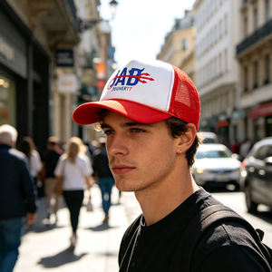 หมวกแก๊ปทรง Trucker สองสี ตาข่ายเย็บต่อกัน พิมพ์โลโก้ตามสั่ง ปรับขนาดได้ น้ำหนักเบา ระบายอากาศดี หมวกกันแดดสำหรับฤดูร้อน ใส่ได้ทุกวัน ทำกิจกรรมกลางแจ้ง - Product Image 2