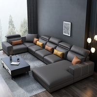 ATUNUS Fabricant de Meubles Canapé d'Angle Modulaire en Cuir pour Salon, Salon en U, Canapé 7 Places