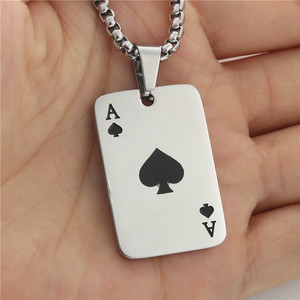 Stainless Steel Spade Ace Pendant Themed Playing Card Men's Necklace Gift 233071 - Product Image 3