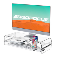 Support d'écran UMI NK241 à 2 niveaux en acrylique transparent poli, plié à chaud, organiseur de bureau pour ordinateur, étagère d'affichage de 0,4 pouce