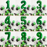 Ballon à thème de football 32 pouces vert numérique numéro ballon colonne feuille ballon ensemble garçons fête d'anniversaire compétition décoration