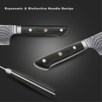 Couteau de cuisine japonais Nakiri de haute qualité de 7 "fabriqué à la main en acier damas 67 couches poignée G10 antidérapante