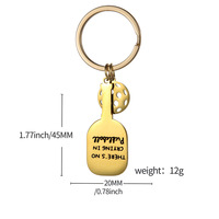 Porte-clés pendentif raquette de pickleball en acier inoxydable réglable, écologique, de haute qualité, design moderne et minimaliste, vente en gros