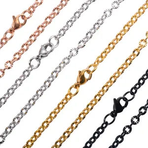Chaîne de clavicule en acier inoxydable doré, maillons Rolo brillants et gaufrés, 2/3/4 mm, collier pour femmes et hommes, cadeau de bijoux - Product Image 3