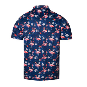 Men's <b>Flamingo</b> Print Polo <b>Shirt</b> 88% Polyester 12% Spandex Tropical Hawaiian Golf <b>Shirt</b> Quick Dry Casual Summer Apparel - Product Image 4