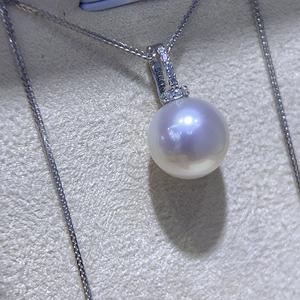 Collier pendentif en perles d'eau douce rondes de 11-12 mm, perles Edison à fort lustre en argent sterling 925 pour femmes, bijoux en gros - Product Image 5