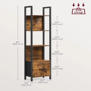 Modern 5 katmanlı kitaplık ahşap Panel Metal endüstriyel teşhir standı raflar oturma odası depolama ekranı için çekmeceler içeren - Product Image 6