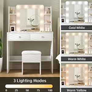 Vente en gros d'une usine de meubles de table de toilette illuminée minimaliste moderne traitant des coiffeuses de maquillage personnalisées - Product Image 3