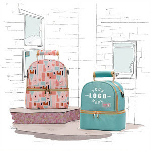 Sac à dos isotherme portable classique à double couche pour maman, en tissu Oxford rayé, garde le lait et la glace au chaud, usage quotidien - Product Image 2