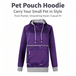 Sudadera con capucha personalizada para transportar mascotas para mujeres, estilo canguro extragrande con bolsillo frontal grande con cremallera para perros pequeños y gatos - Product Image 5