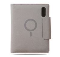 Carnet intelligent sans fil intégré avec chargement Type C, batterie externe 8000 mAh, lampe LED en cuir PU et classeur rechargeable A5