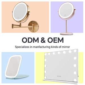 <span class=keywords><strong>Espejo</strong></span> de Escritorio Cuadrado Moderno Personalizado con <span class=keywords><strong>Marco</strong></span> Metálico Giratorio, Luz LED a Pilas y Brillo Ajustable para Uso en Tocador - Product Image 6