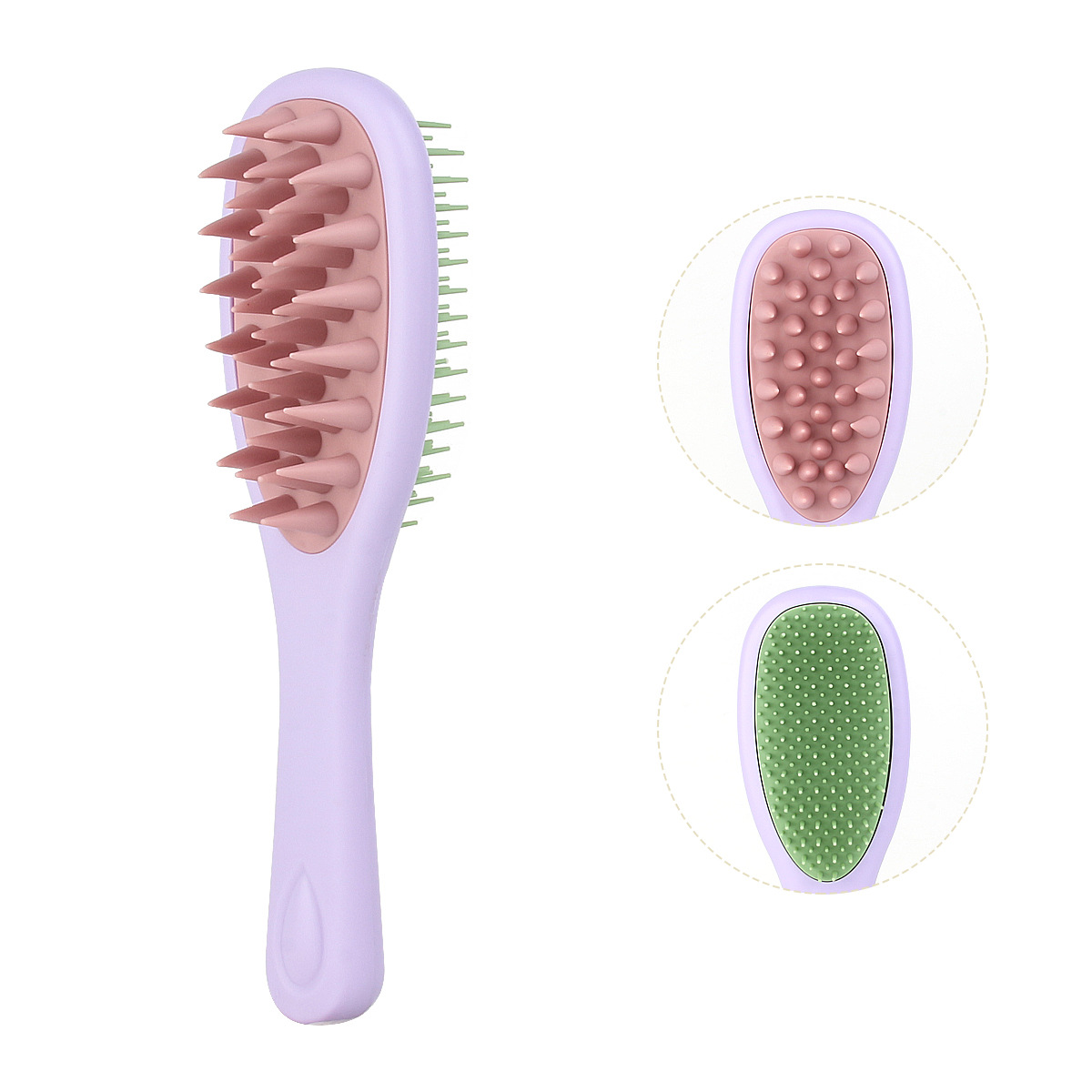 Purple handle pink+green teeth