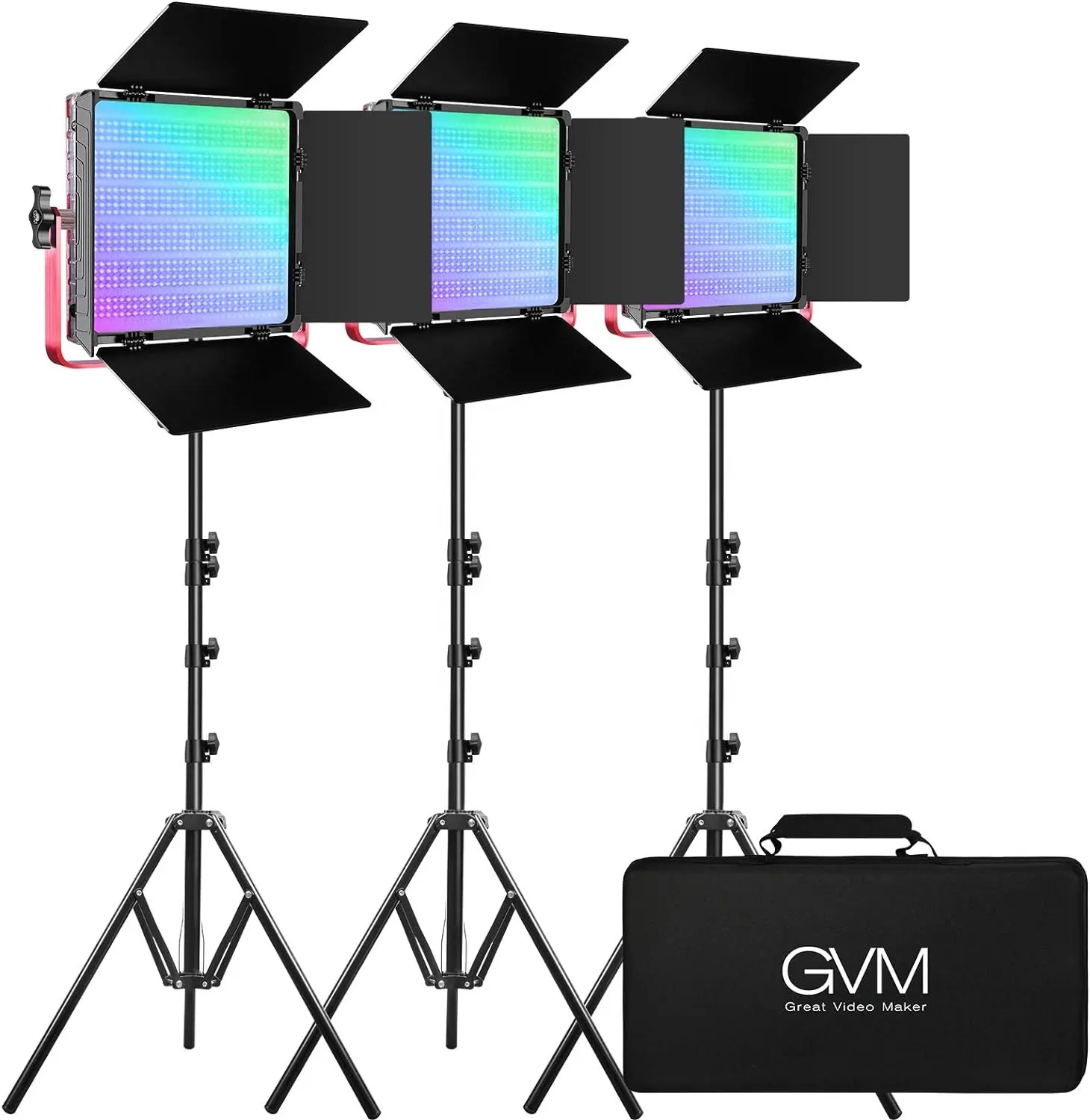 GVM 50W RGB LED 비디오 라이트 키트 APP 제어 1200D 유튜브 스튜디오 사진 조명 3 팩 Led 패널 조명 3200K-5600K CRI 97