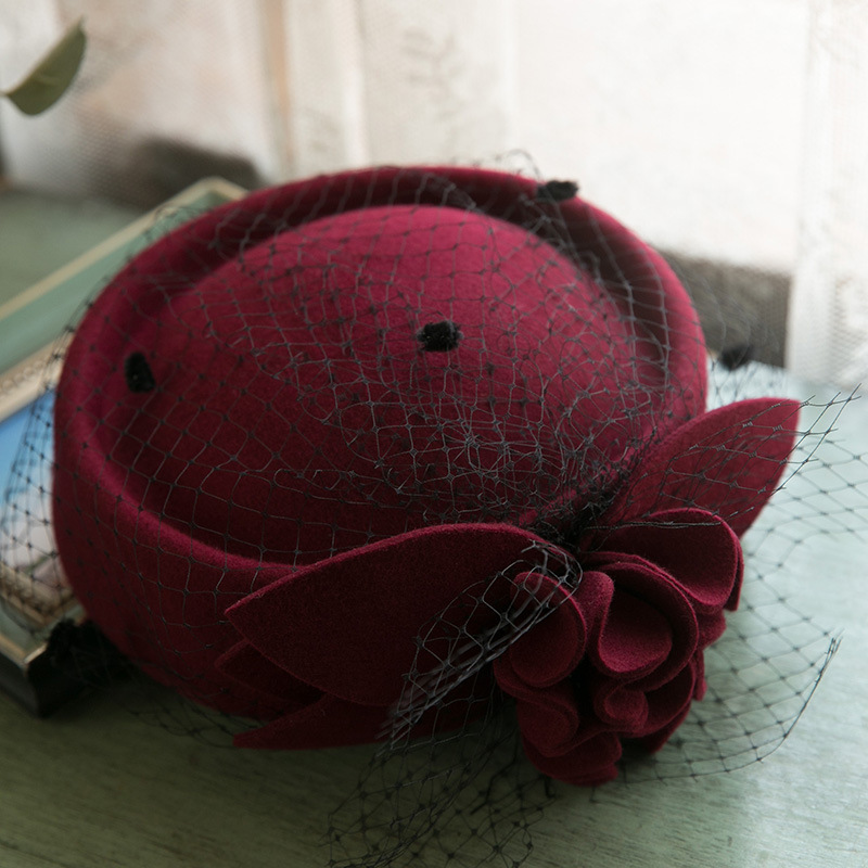 2024 Wool Fascinator Hat - Winter Lime Green Felt Pillbox display picture 1