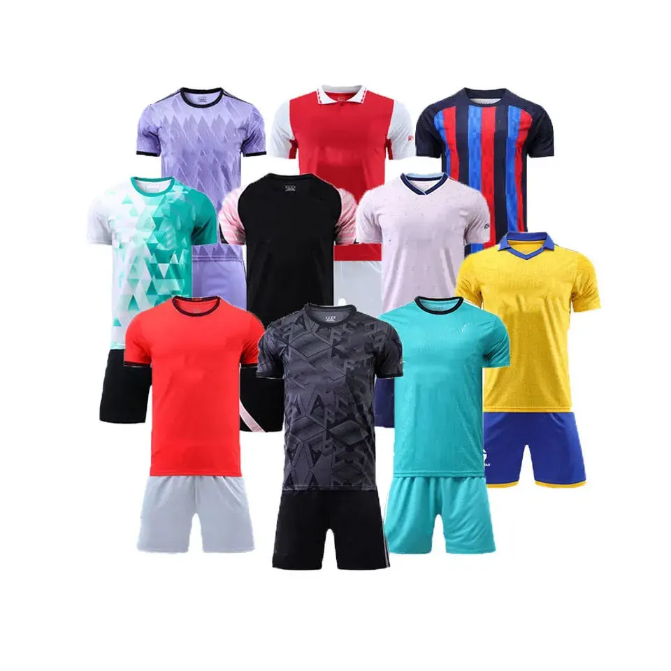 Conjunto de camisa de futebol barata, conjunto infantil de camisa de futebol barata para homens e crianças 2022-23