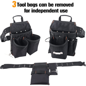 Sacs à outils en toile détachables et réglables, pratiques pour les électriciens, les charpentiers, les constructeurs, les menuisiers, la ceinture à outils pour bricoleurs, OEM - Product Image 2