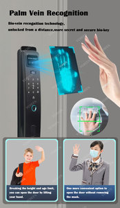 3D 얼굴 인식 손바닥 지문 Tuya WiFi 스마트 도어 잠금 앱 코드 카드 키 비디오 목재를위한 인터콤 클라우드 장붓 구멍 잠금 - Product Image 4