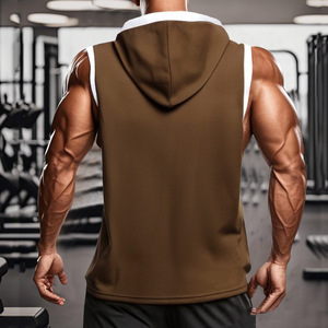 Nouveau Gilet de Sport Grande Taille Personnalisé pour Homme – Séchage Rapide, Couleur Unie, Sans Manches, à Capuche – Idéal Été - Product Image 2