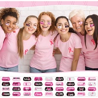 Tatouages personnalisés de visage de sensibilisation au cancer du sein autocollants roses de cancer du sein tatouages temporaires de ruban rose pour la décoration de collecte de fonds
