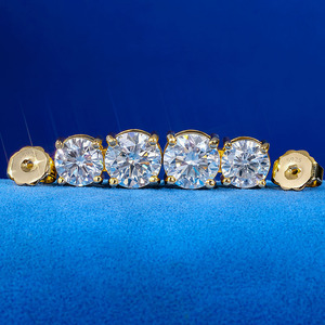 Exclusive Urban Streetwear Kite Shape GRA Moissanite Princess Cut Cluster Studs S925 Silver 18K Gold Plated Iced Out Ear Bling - Product Image 4