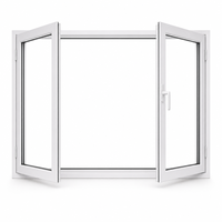 Ventana Moderna de Aluminio con Doble Apertura y Cristal Fijo Grande para Casa o Villa