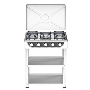 Fornello a <span class=keywords><strong>Gas</strong></span> Commerciale a 5 Fuochi con Accensione Manuale, Coperchio in Ferro, GPL, Portatile per Uso Esterno, Hotel e Casa - Product Image 2