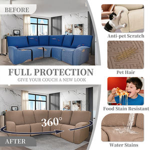 Housse <span class=keywords><strong>de</strong></span> canapé d'angle en L extensible et imperméable <span class=keywords><strong>de</strong></span> haute qualité, motif écossais, anti-poussière, durable, pour salon - Product Image 2