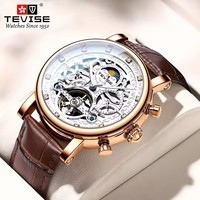 TEVISE T867F 867F modische und vielseitige automatikuhren wasserdichtes Leder luxuriöses mechanisches Uhrwerk ausgehöhlt Design