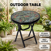 Table basse ronde pliable d'extérieur en verre, moderne, durable, écologique, pour salon et salle à manger