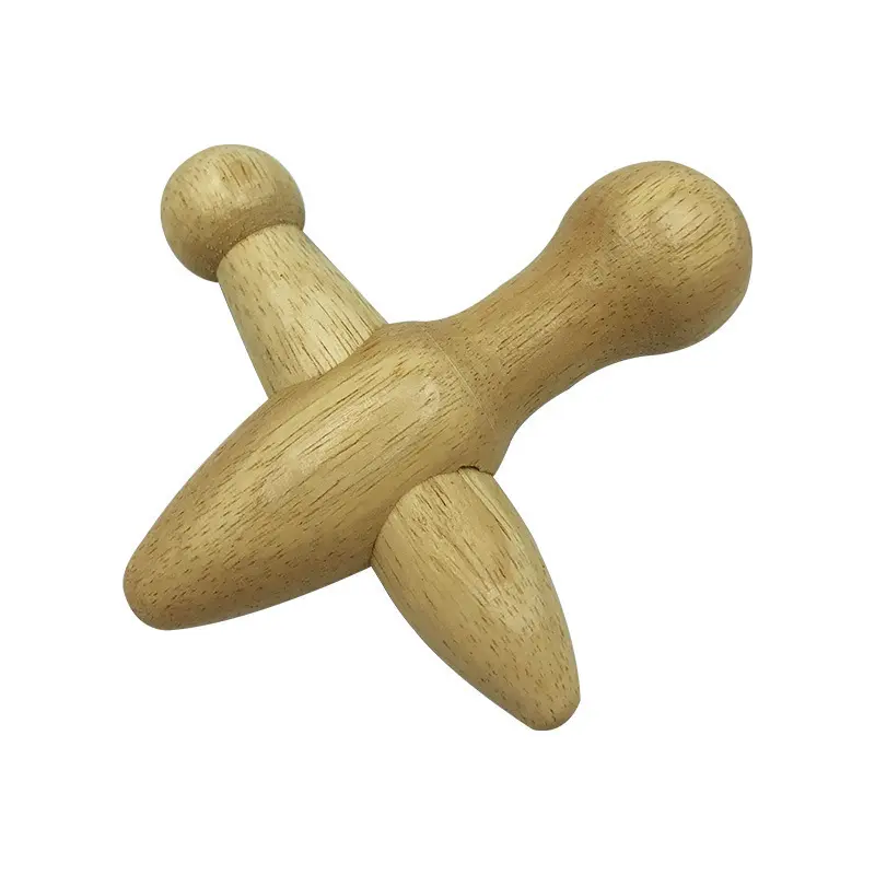 Cheap Manual Massage Products T Shape Deep Tissue Physiotherapy Acupoint Wooden Shiatsu Massage Tool