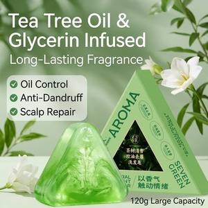Jabón Sólido de Aceite Esencial de Árbol de Té Verde Seven para Cuero Cabelludo Escamoso, Limpieza Profunda, Anticaspa, Barra Refrescante - Product Image 4