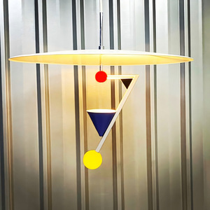Vintage UFO Chandelier Memphis Retro Colorful Round <b>LED</b> Pendant <b>Light</b> For Home Study <b>Bar</b> - Product Image 3