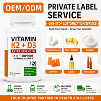 Capsules de Vitamine K2 D3 à Marque Blanche OEM ODM Formule Personnalisée Conception de l'Emballage MK-7 120 Comprimés Complément Alimentaire